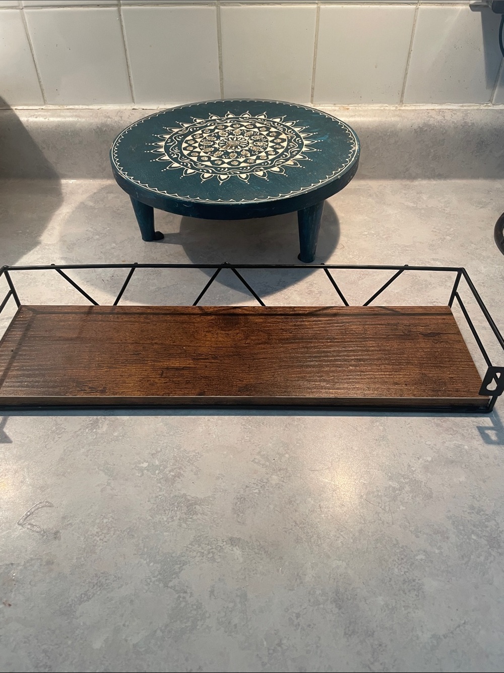 Wooden Wall Shelf & Wooden Stand Bundle
